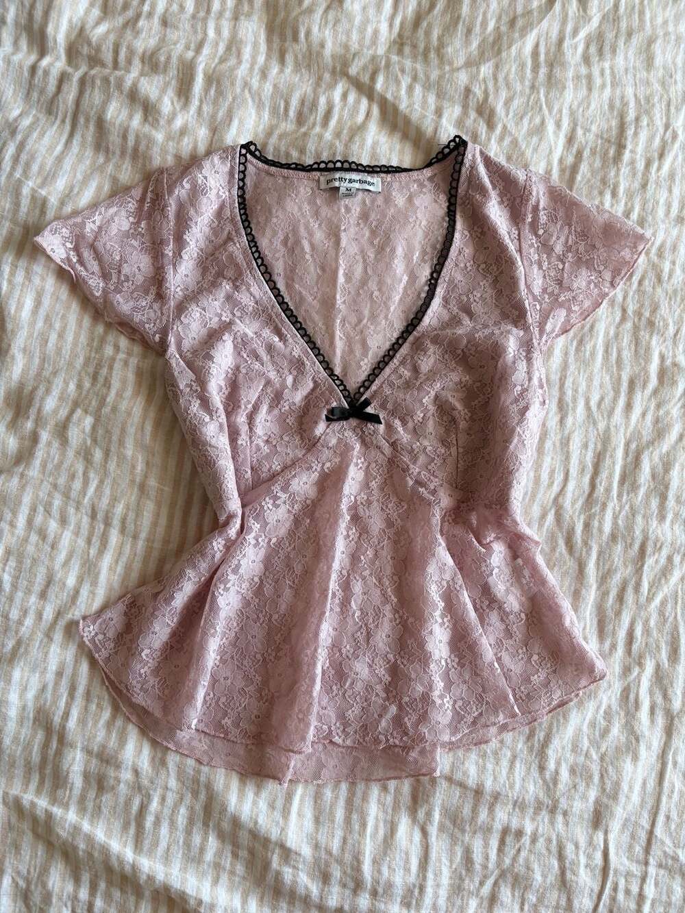 Pretty Garbage Floral Lace Top Size M Pink Coquette